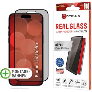 Displex Screenprotector Privacy Glass Full Cover voor de iPhone 15 / 15 Pro