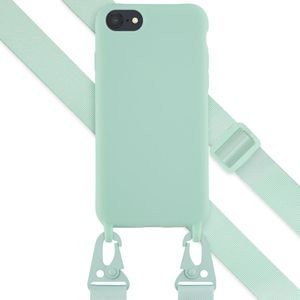 Selencia Siliconen hoesje met afneembaar koord voor de iPhone SE (2022 / 2020) / 8 / 7 - Turquoise