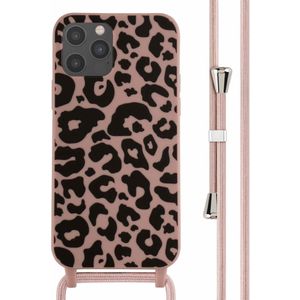 iMoshion Siliconen design hoesje met koord voor de iPhone 12 (Pro) - Animal Pink