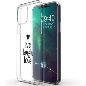 iMoshion Design hoesje voor de iPhone 12 Mini - Live Laugh Love - Zwart