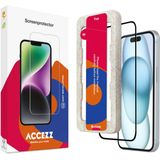 Accezz Gehard Glas Full Cover Screenprotector met applicator voor de iPhone 15 Plus - Transparant