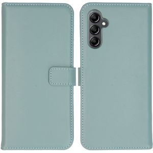 Selencia Echt Lederen Bookcase voor de Samsung Galaxy A14 (5G/4G) - Air Blue