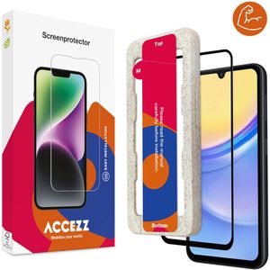 Accezz Triple Strong Full Cover Glas Screenprotector met applicator voor de Samsung Galaxy A15 (5G/4G) - Transparant