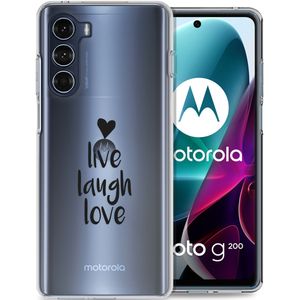 iMoshion Design hoesje voor de Motorola Moto G200 - Live Laugh Love - Zwart