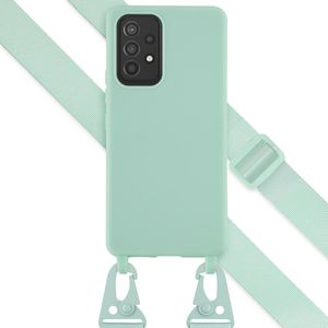 Selencia Siliconen hoesje met afneembaar koord voor de Samsung Galaxy A53 - Turquoise