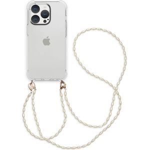 iMoshion Backcover met koord + armband - Parels voor de iPhone 15 Pro - Transparent
