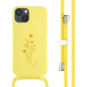 iMoshion Siliconen design hoesje met koord voor de iPhone 13 - Flower Yellow