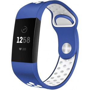 iMoshion Siliconen sport bandje voor de Fitbit Charge 3 / 4 - Blauw / Wit
