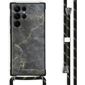 iMoshion Design hoesje met koord voor de Samsung Galaxy S22 Ultra - Black Marble