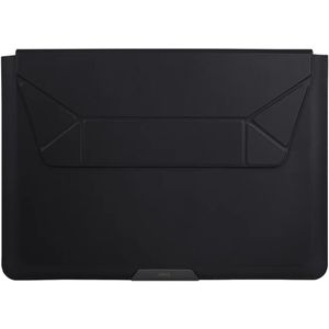Uniq Oslo Laptop hoes 14 inch - Laptopsleeve met opvouwbare laptopstandaard - Jet Black