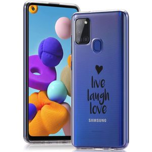 iMoshion Design hoesje voor de Samsung Galaxy A21s - Live Laugh Love - Zwart