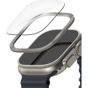 Ringke Bezel Styling + Screenprotector voor de Apple Watch Ultra (2) - 49 mm - Knurling Titanium