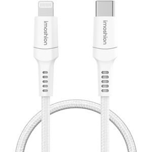 iMoshion Lightning naar USB-C kabel - Non-MFi - Gevlochten textiel - 1,5 meter - Wit