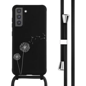 iMoshion Siliconen design hoesje met koord voor de Samsung Galaxy S21 FE - Dandelion Black