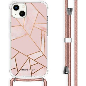 iMoshion Design hoesje met koord voor de iPhone 14 Plus - Grafisch Koper - Roze / Goud
