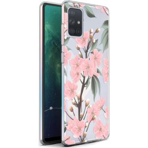 iMoshion Design hoesje voor de Samsung Galaxy A71 - Bloem - Roze / Groen