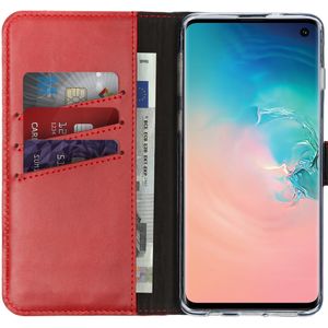 Selencia Echt Lederen Bookcase voor Samsung Galaxy S10 - Rood