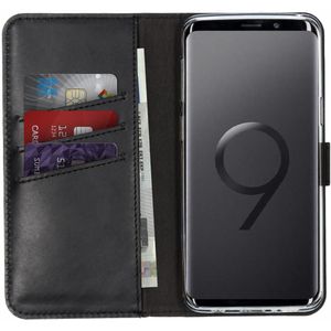 Selencia Echt Lederen Bookcase voor Samsung Galaxy S9 - Zwart