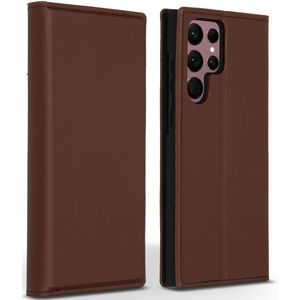 Accezz Premium Leather Slim Bookcase voor de Samsung Galaxy S22 Ultra - Bruin