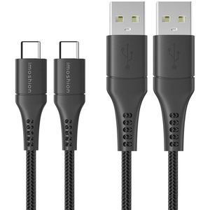 iMoshion 2 pack USB-C naar USB kabel voor de Samsung Galaxy S22 Plus - Gevlochten textiel - 1,5 meter - Zwart