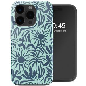 Selencia Vivid Tough Backcover met MagSafe voor de Apple iPhone 15 Pro Max - Tropical Vibes Light Blue