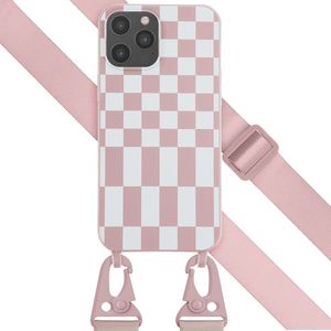 Selencia Siliconen design hoesje met afneembaar koord voor de iPhone 12 Pro Max - Irregular Check Sand Pink