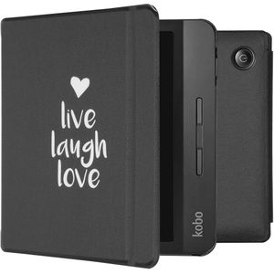 iMoshion Design Slim Hard Case Sleepcover met stand Kobo Libra H2O - Live Laugh Love