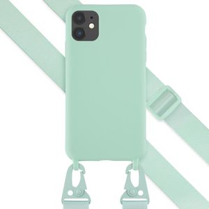 Selencia Siliconen hoesje met afneembaar koord voor de iPhone 11 - Turquoise