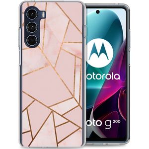 iMoshion Design hoesje voor de Motorola Moto G200 - Grafisch Koper / Roze