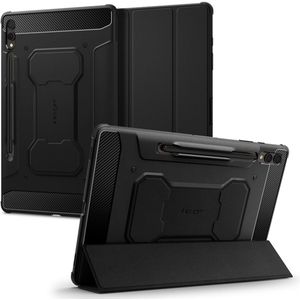 Spigen Rugged Armor Pro Bookcase voor de Samsung Galaxy Tab S9 Plus - Zwart