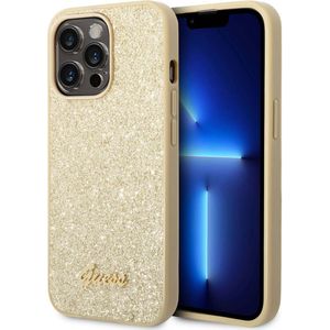 Guess Glitter Flakes Backcover voor de iPhone 14 Pro Max - Goud