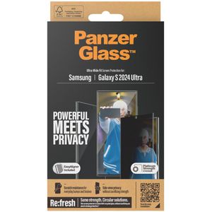 PanzerGlass Privacy Ultra-Wide Fit Anti-Bacterial Screenprotector incl. applicator voor de Samsung Galaxy S24 Ultra