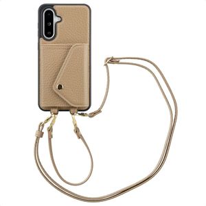 Selencia Sera Telefoonhoes met Koord en Envelop Pashouder voor de Samsung Galaxy A36 / A56 - Beige