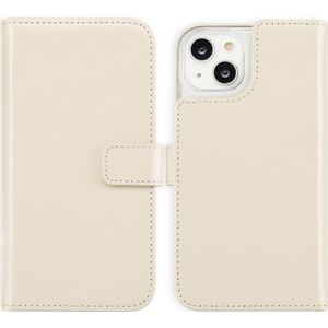 Selencia Echt Lederen Bookcase voor de Apple iPhone 14 - Greige