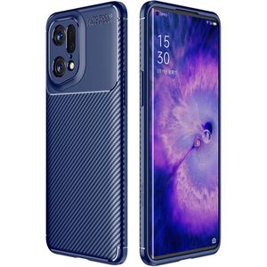 iMoshion Carbon Softcase Backcover voor de Oppo Find X5 Pro - Blauw