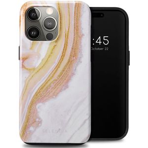 Selencia Vivid Tough Backcover voor de Apple iPhone 15 Pro Max - Chic Marble Gold