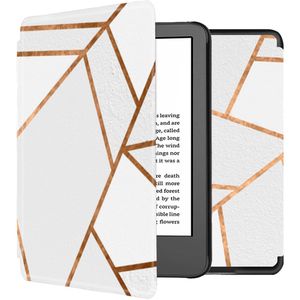 iMoshion Design Slim Hard Case Sleepcover voor de Amazon Kindle (2022) 11th gen - White Graphic
