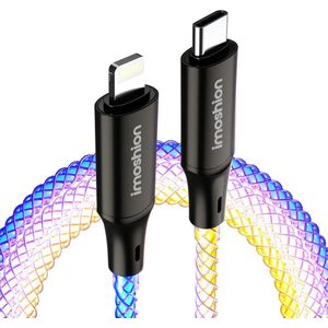 imoshion Lichtgevende Snellaadkabel RGB - USB-C naar Lightning kabel - 2 meter