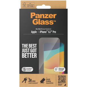 PanzerGlass Ultra-Wide Fit Anti-Bacterial Screenprotector incl. applicator voor de iPhone 15 Pro Max