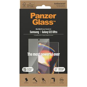 PanzerGlass Ultra-Wide Fit Anti-Bacterial Screenprotector incl. applicator voor de Samsung Galaxy S23 Ultra - Zwart