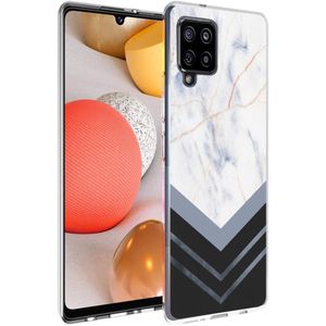 iMoshion Design hoesje voor de Samsung Galaxy A42 - Marmer - Wit / Zwart