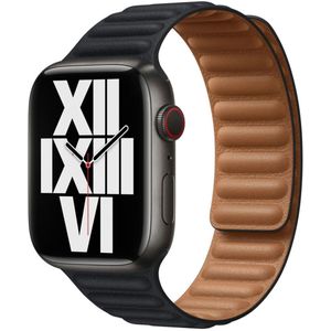 Leather Link voor de Apple Watch Series 1-9 / SE - 38/40/41 mm - Maat M/L - Midnight