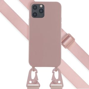 Selencia Siliconen hoesje met afneembaar koord voor de iPhone 12 (Pro) - Sand Pink
