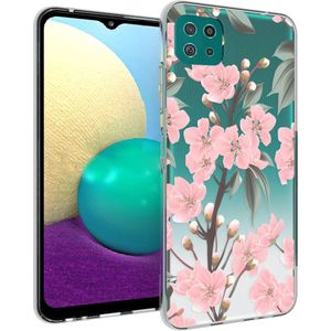 iMoshion Design hoesje voor de Samsung Galaxy A22 (5G) - Bloem - Roze / Groen