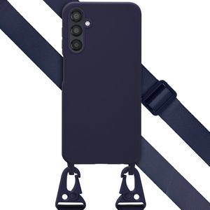 Selencia Siliconen hoesje met afneembaar koord voor de Samsung Galaxy A25 (5G) - Donkerblauw