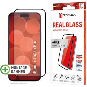 Displex Screenprotector Real Glass Full Cover voor de iPhone 15 / 15 Pro