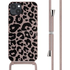 iMoshion Siliconen design hoesje met koord voor de iPhone 15 Plus - Animal Pink