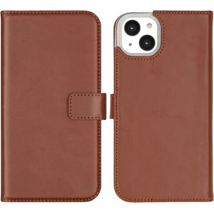 Selencia Echt Lederen Bookcase voor de Apple iPhone 14 Plus - Lichtbruin