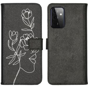 iMoshion Design Softcase Bookcase voor de Samsung Galaxy A72 - Woman Flower Black