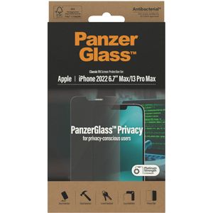 PanzerGlass Privacy Anti-Bacterial Screenprotector voor de iPhone 14 Plus / 13 Pro Max